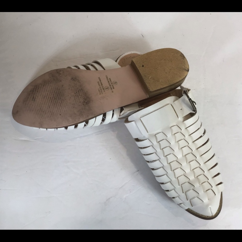 CHASE & CHLOE WHITE WOVEN BUCKLE SLIDE MULES SZ 6 - Picture 6 of 12